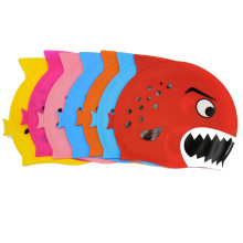 Newest Design Cartoon Child Unique Shark-shaped Waterproof Silicone Swimming Caps